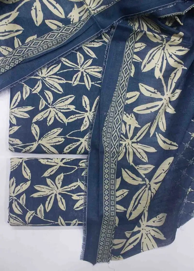 Bin Saeed Fabric - WKU-0211- 3 Piece Khaddar Printed UnStitched Suit