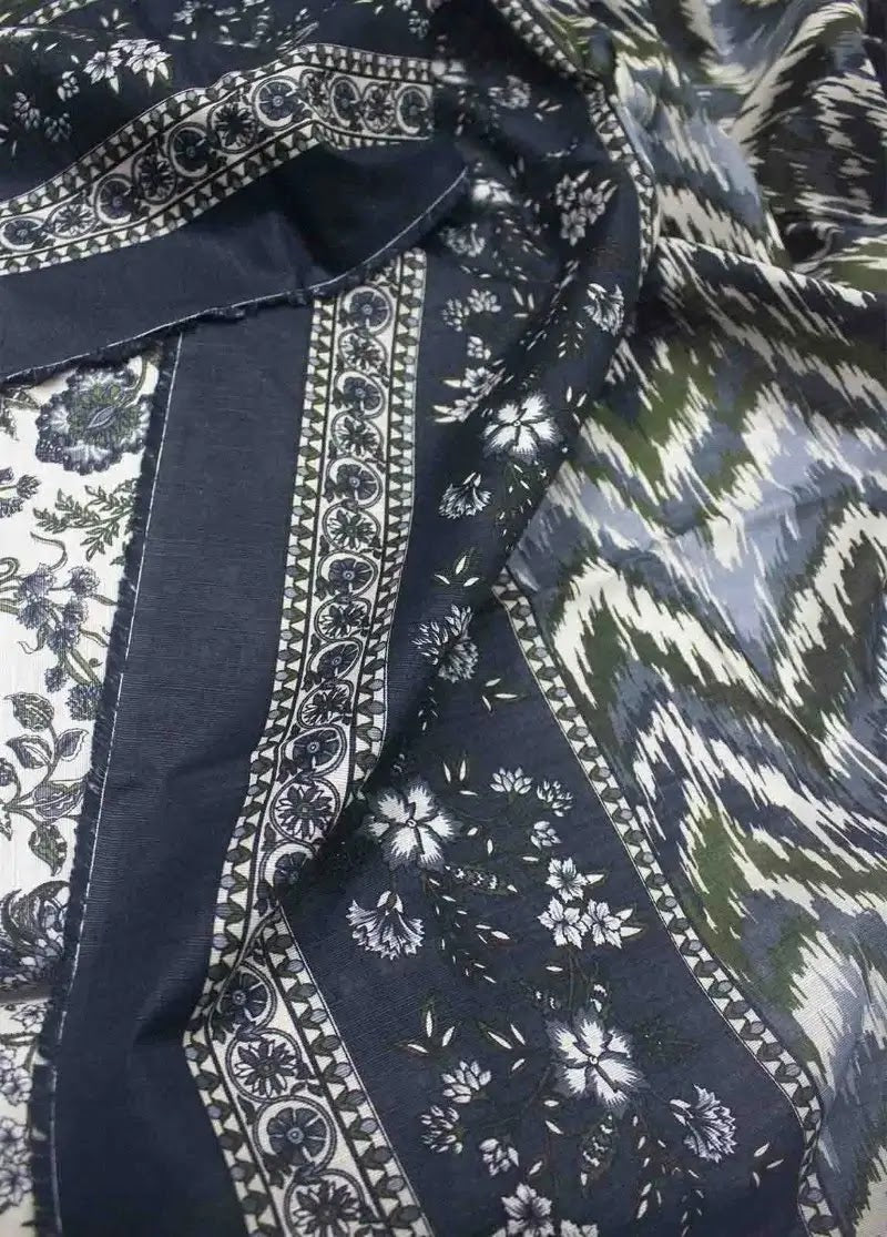 Bin Saeed Fabric - WKU-0212- 3 Piece Khaddar Printed UnStitched Suit