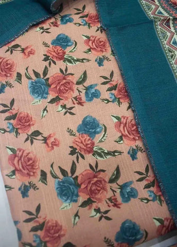 Bin Saeed Fabric - WKU-0213- 3 Piece Khaddar Printed UnStitched Suit