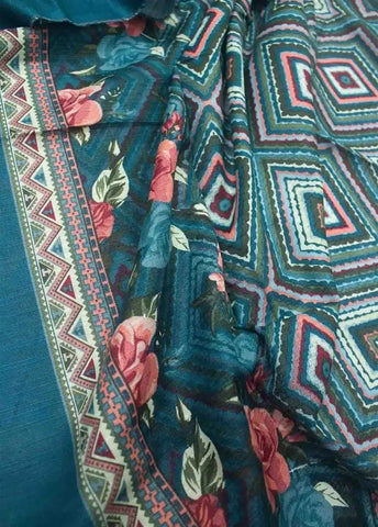 Bin Saeed Fabric - WKU-0213- 3 Piece Khaddar Printed UnStitched Suit