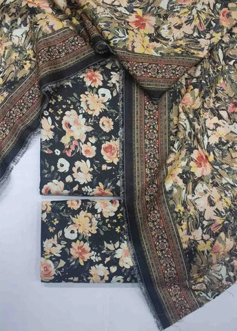 Bin Saeed Fabric - WKU-0214- 3 Piece Khaddar Printed UnStitched Suit