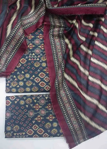 Bin Saeed Fabric - WKU-0217- 3 Piece Khaddar Printed UnStitched Suit