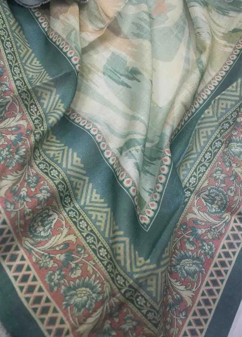 Bin Saeed Fabric - WKU-0219- 3 Piece Khaddar Printed UnStitched Suit