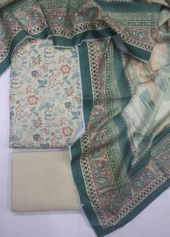 Bin Saeed Fabric - WKU-0219- 3 Piece Khaddar Printed UnStitched Suit