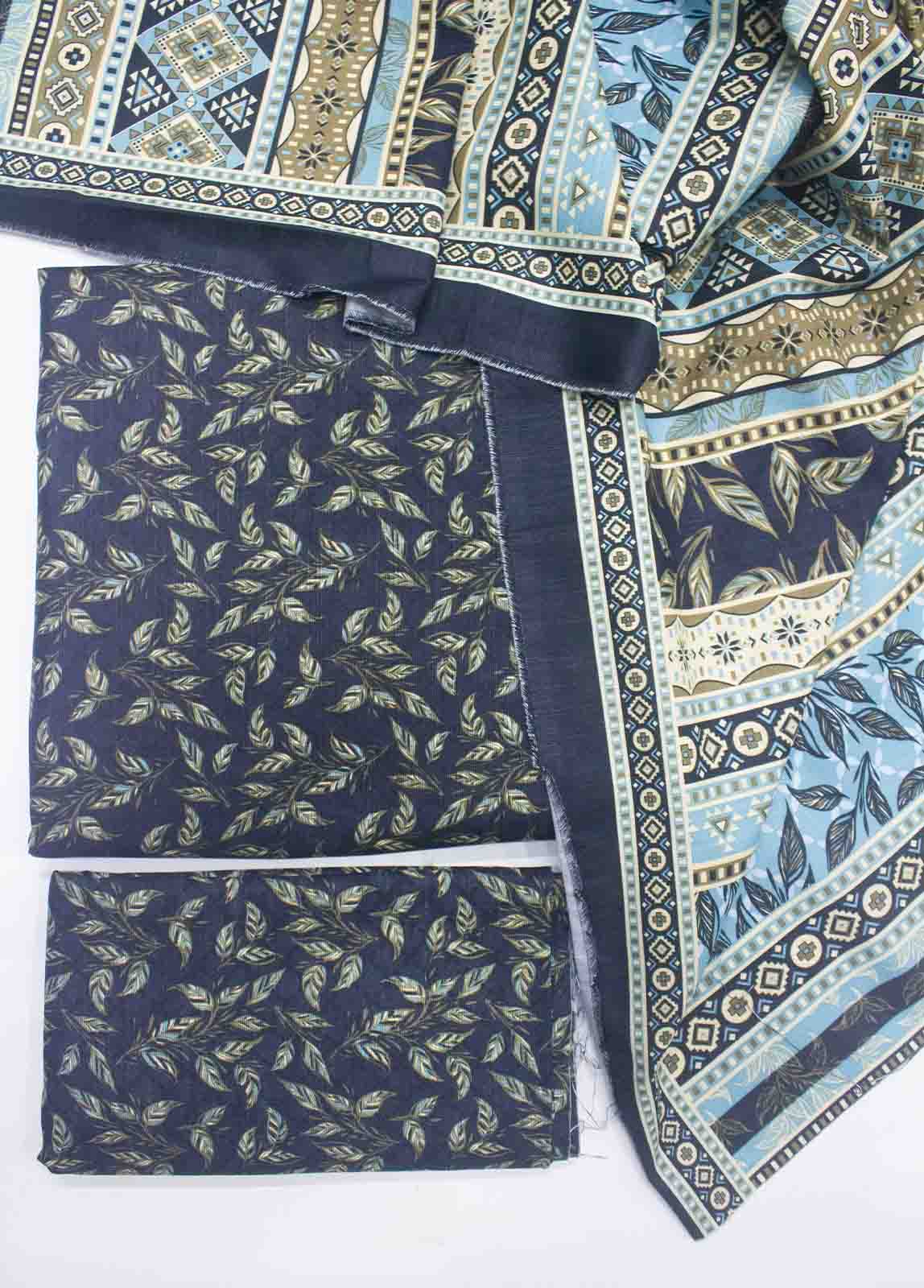 Bin Saeed Fabric - WKU-022-3 Piece Khaddar Printed UnStitched Suit