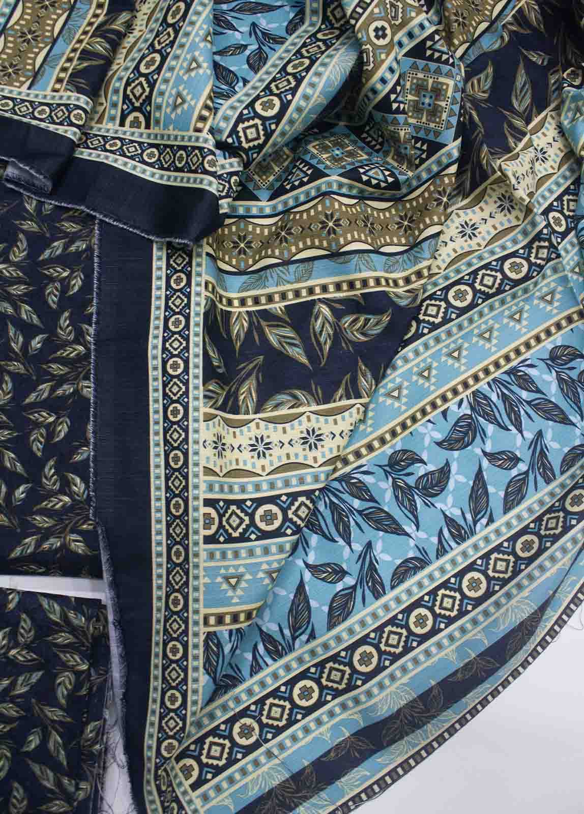 Bin Saeed Fabric - WKU-022-3 Piece Khaddar Printed UnStitched Suit