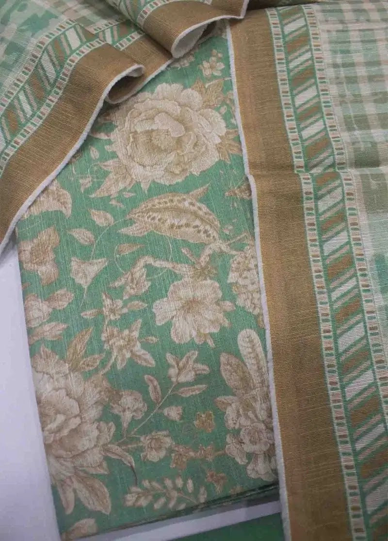 Bin Saeed Fabric - WKU-0220- 3 Piece Khaddar Printed UnStitched Suit