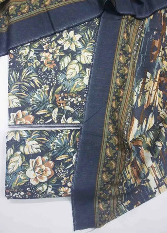 Bin Saeed Fabric - WKU-0222- 3 Piece Khaddar Printed UnStitched Suit