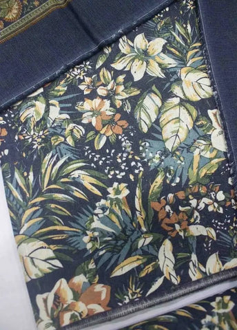 Bin Saeed Fabric - WKU-0222- 3 Piece Khaddar Printed UnStitched Suit