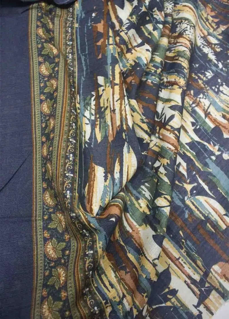 Bin Saeed Fabric - WKU-0222- 3 Piece Khaddar Printed UnStitched Suit
