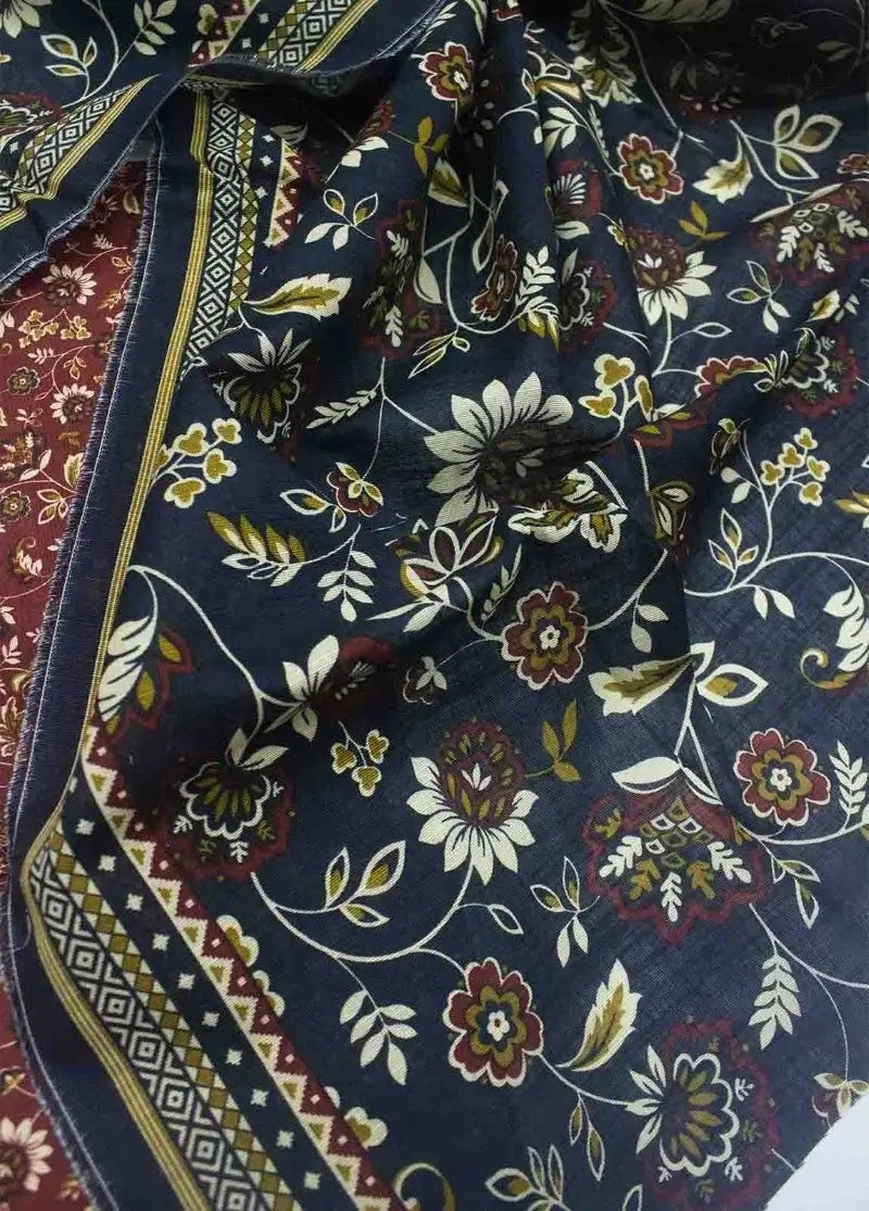 Bin Saeed Fabric - WKU-0225- 3 Piece Khaddar Printed UnStitched Suit