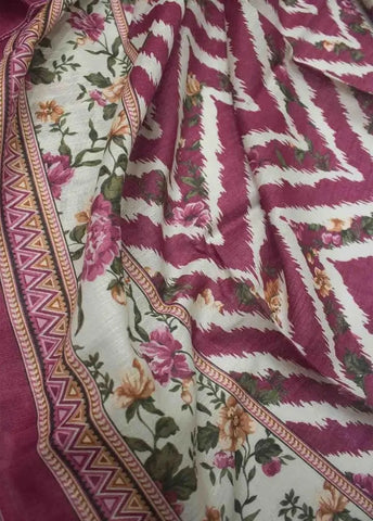Bin Saeed Fabric - WKU-0226- 3 Piece Khaddar Printed UnStitched Suit