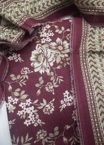 Bin Saeed Fabric - WKU-0227- 3 Piece Khaddar Printed UnStitched Suit