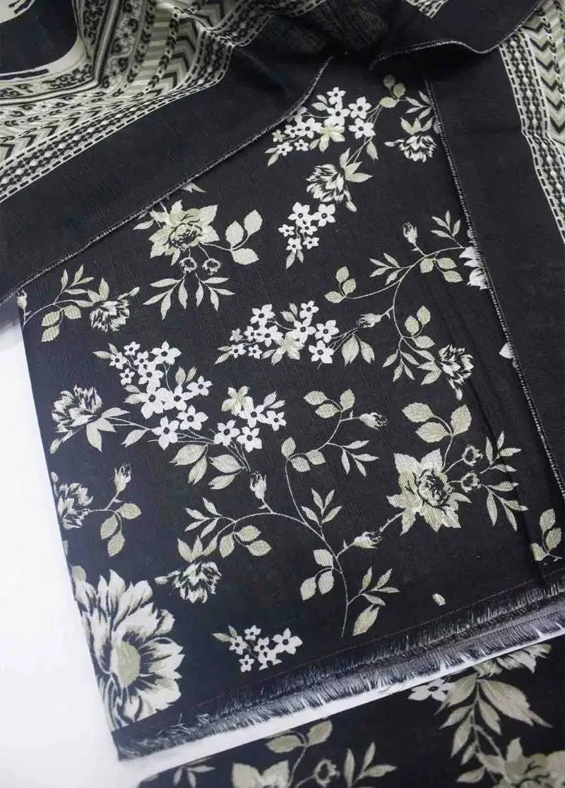 Bin Saeed Fabric - WKU-0229- 3 Piece Khaddar Printed UnStitched Suit