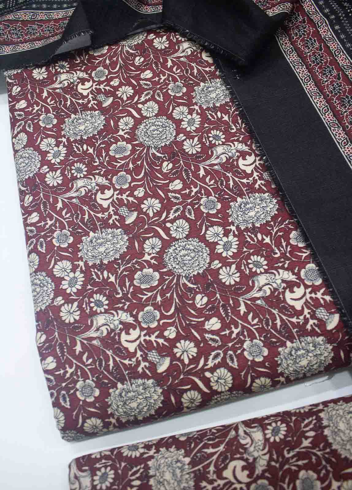 Bin Saeed Fabric - WKU-023-3 Piece Khaddar Printed UnStitched Suit