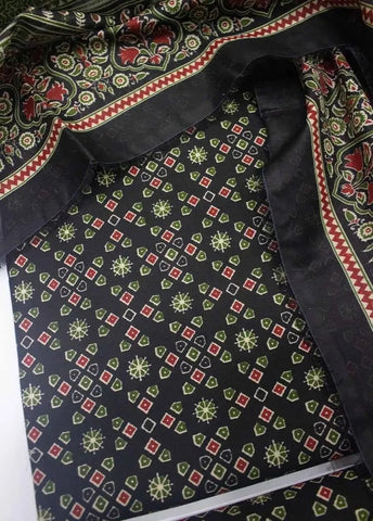 Bin Saeed Fabric - WKU-0231- 3 Piece Khaddar Printed UnStitched Suit