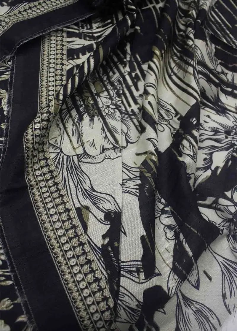 Bin Saeed Fabric - WKU-0232- 3 Piece Khaddar Printed UnStitched Suit