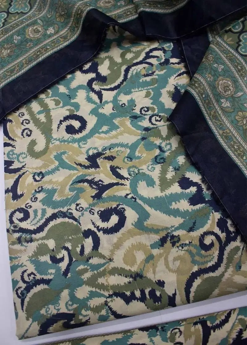 Bin Saeed Fabric - WKU-0233- 3 Piece Khaddar Printed UnStitched Suit