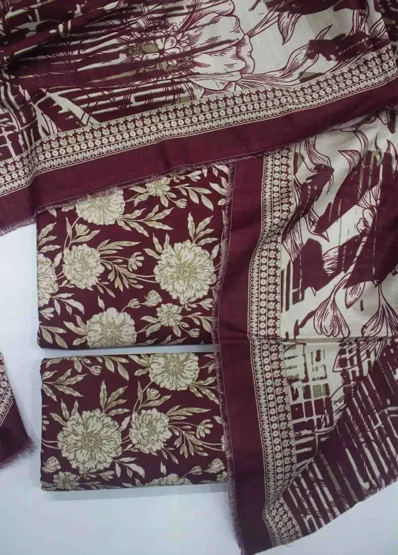 binsaeedfabrics.myshopify.com - WKU-0238- 3 Piece Khaddar Printed UnStitched Suit