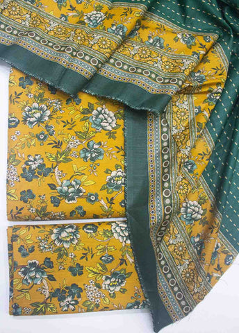Bin Saeed Fabric - WKU-024-3 Piece Khaddar Printed UnStitched Suit