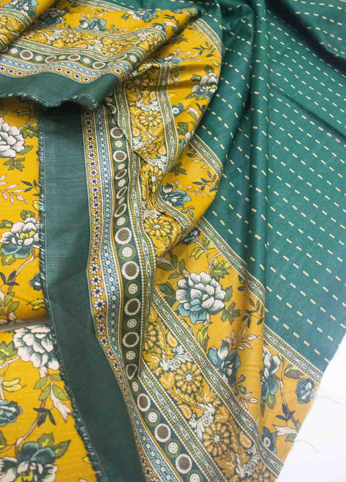 Bin Saeed Fabric - WKU-024-3 Piece Khaddar Printed UnStitched Suit