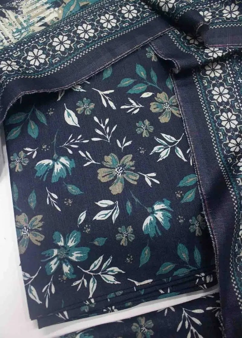 Bin Saeed Fabric - WKU-0240- 3 Piece Khaddar Printed UnStitched Suit