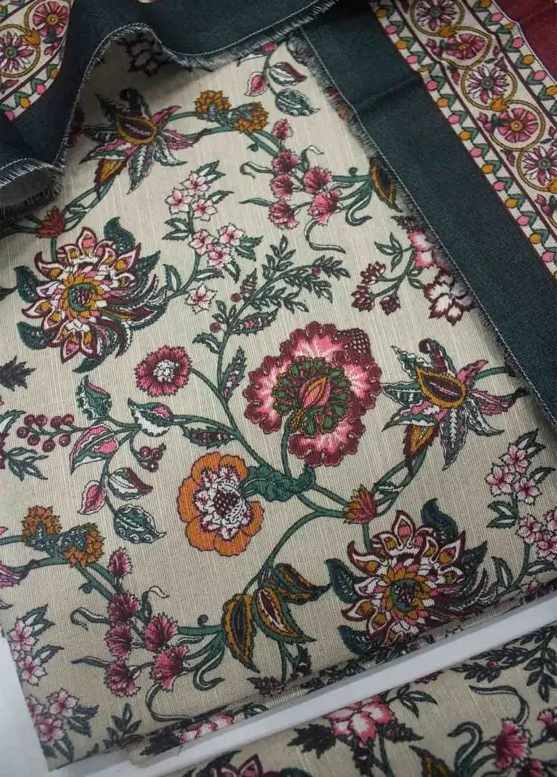 binsaeedfabrics.myshopify.com - WKU-0241- 3 Piece Khaddar Printed UnStitched Suit