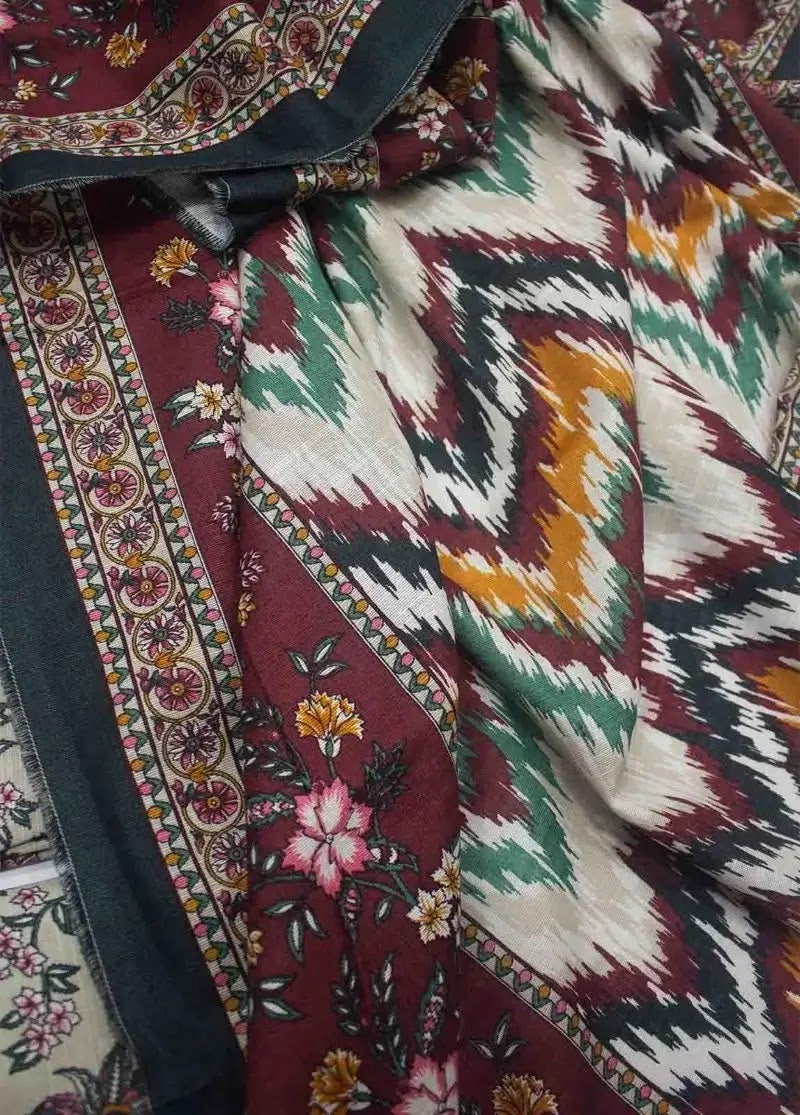 binsaeedfabrics.myshopify.com - WKU-0241- 3 Piece Khaddar Printed UnStitched Suit