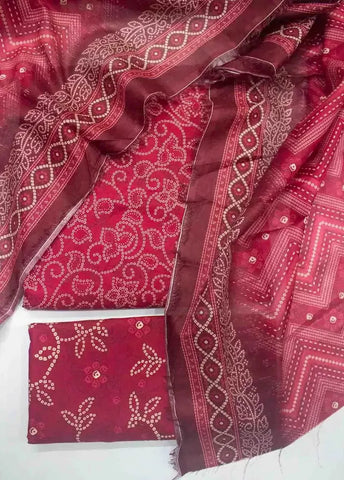 WKU-0251- 3 Piece Khaddar Printed UnStitched Suit