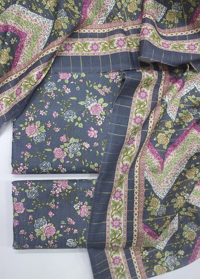 WKU-0254- 3 Piece Khaddar Printed UnStitched Suit