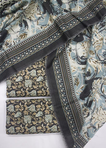 WKU-0255- 3 Piece Khaddar Printed UnStitched Suit