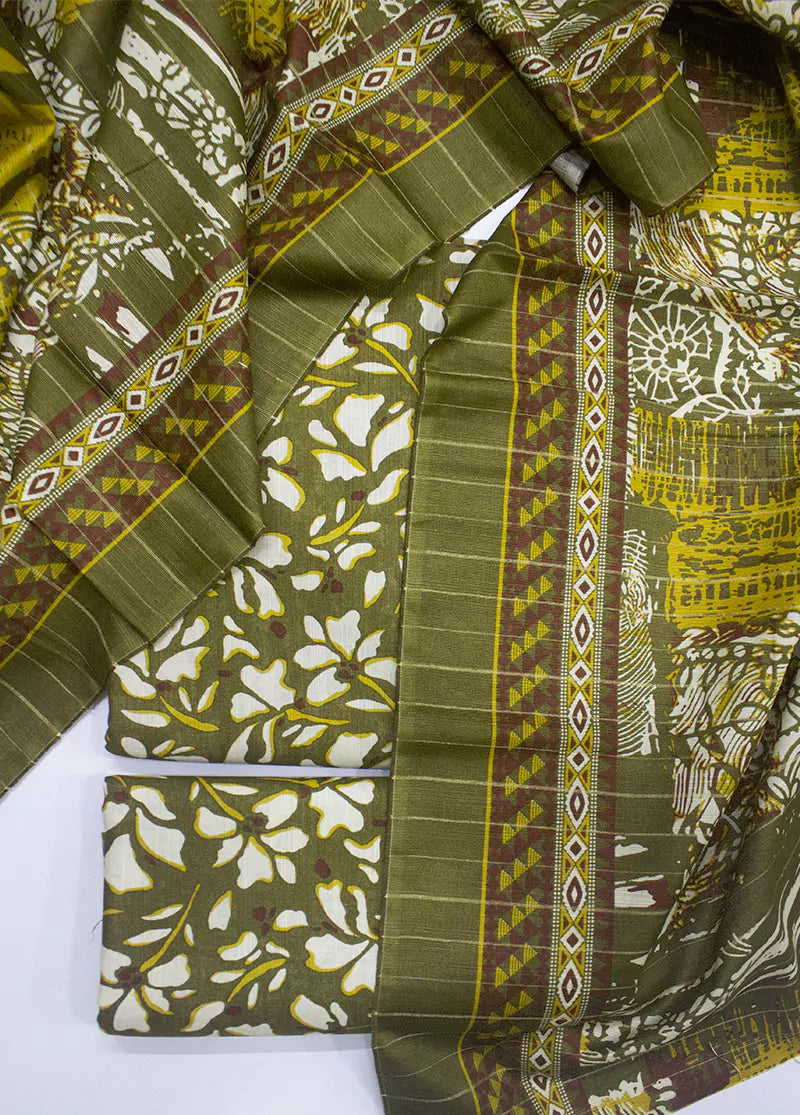 WKU-0261- 3 Piece Khaddar Printed UnStitched Suit