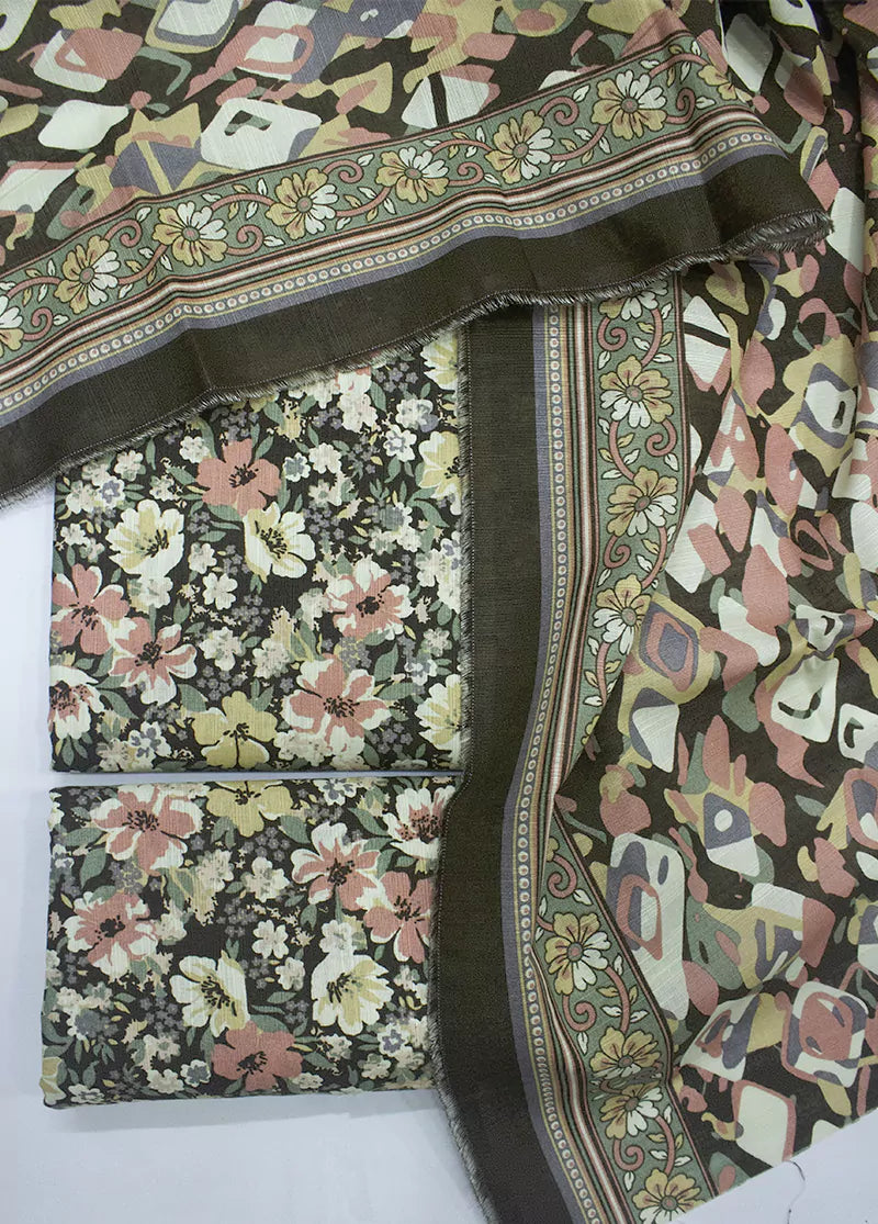 WKU-0266- 3 Piece Khaddar Printed UnStitched Suit