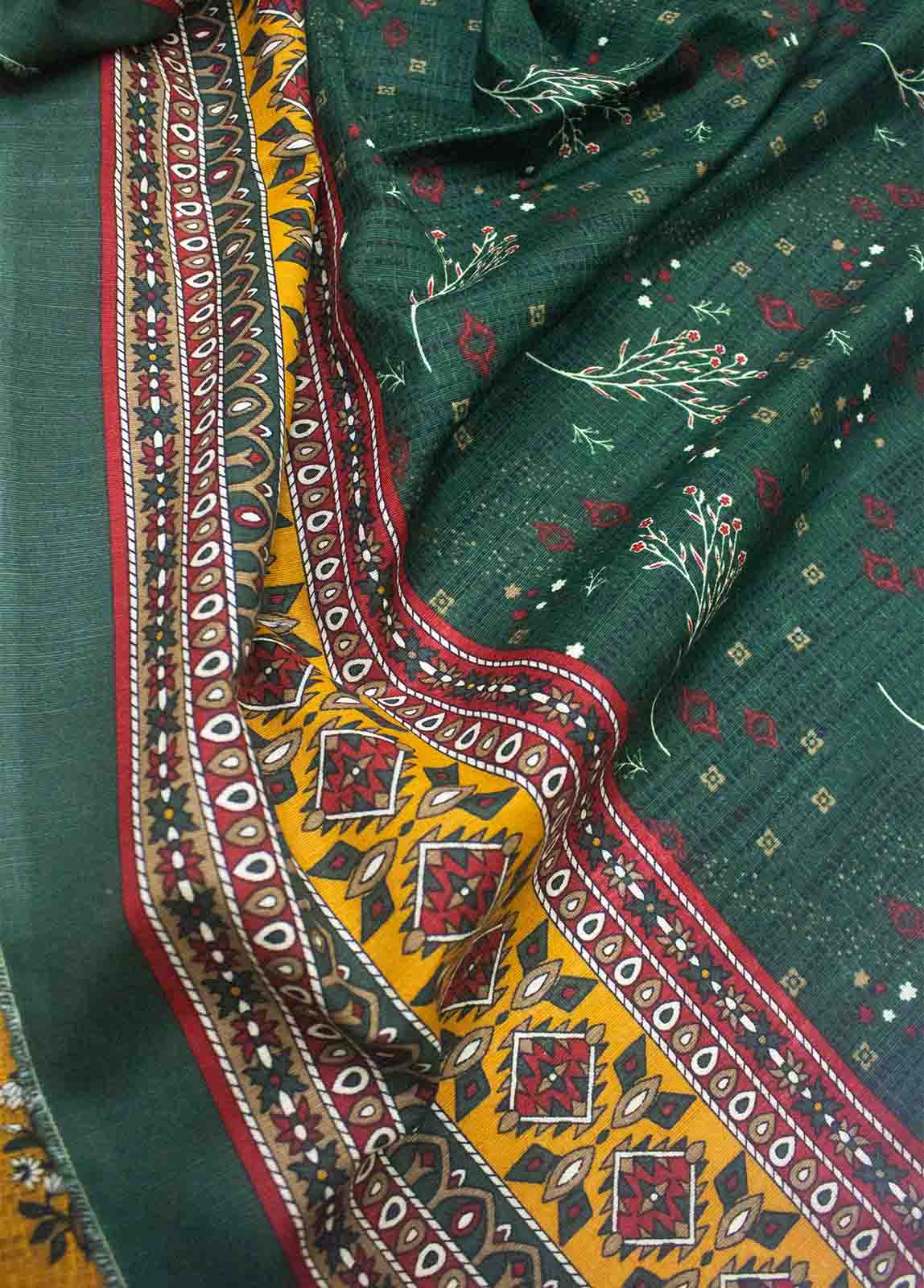Bin Saeed Fabric - WKU-027-3 Piece Khaddar Printed UnStitched Suit