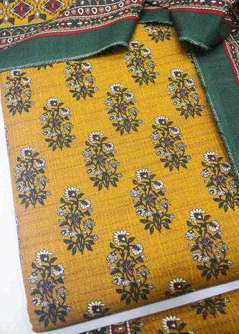 Bin Saeed Fabric - WKU-027-3 Piece Khaddar Printed UnStitched Suit