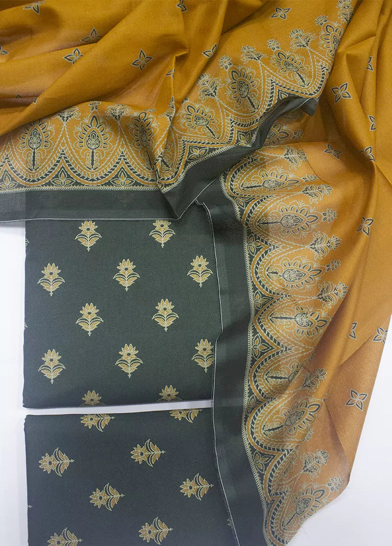 WKU-0279- 3 Piece Khaddar Printed UnStitched Suit