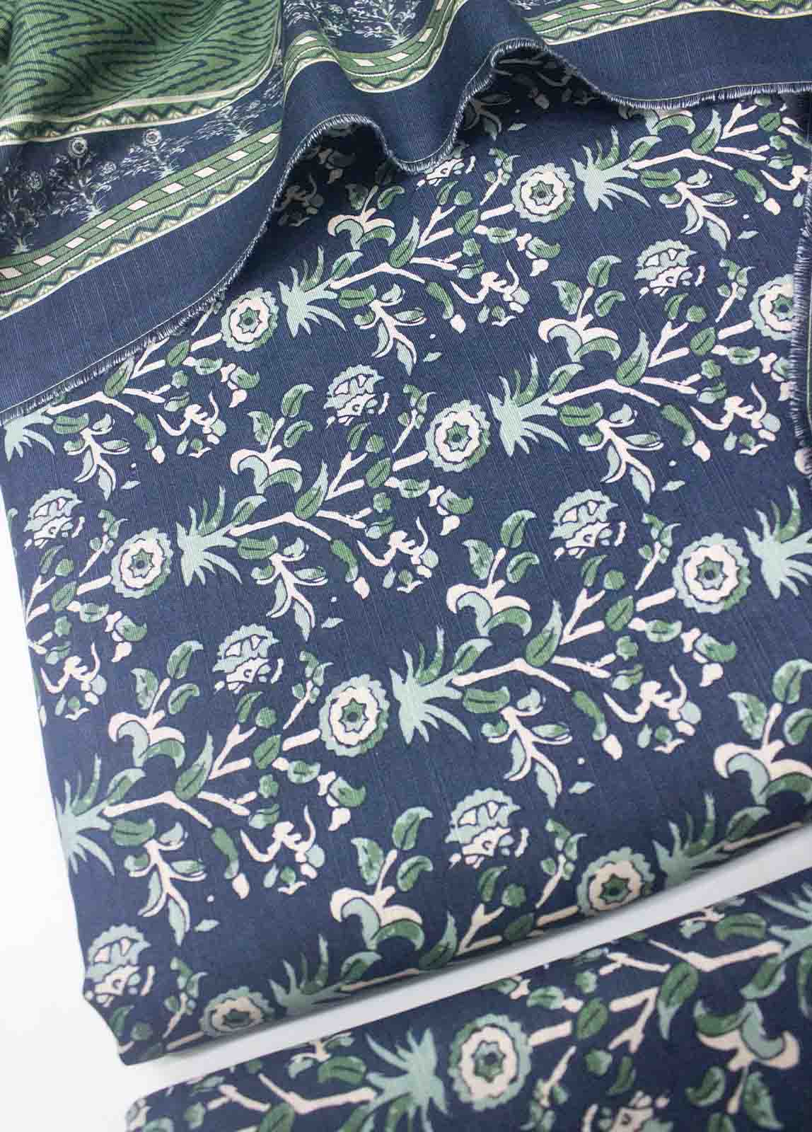 Bin Saeed Fabric - WKU-028-3 Piece Khaddar Printed UnStitched Suit