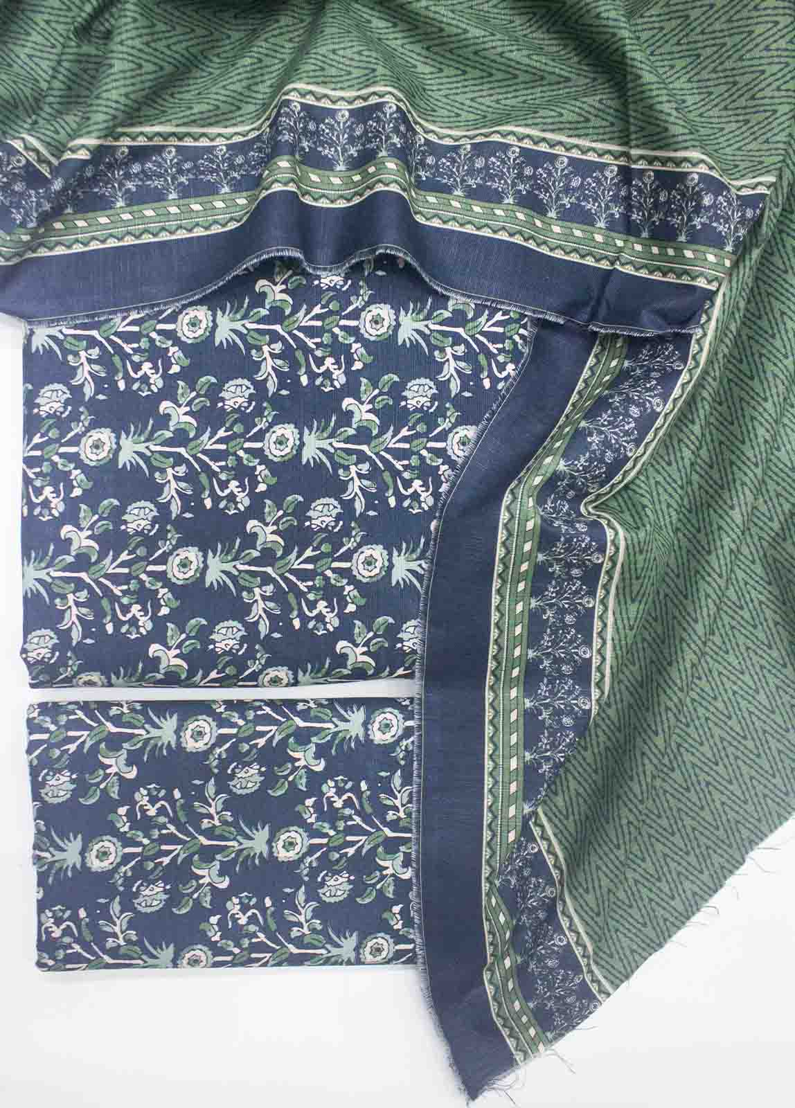 Bin Saeed Fabric - WKU-028-3 Piece Khaddar Printed UnStitched Suit