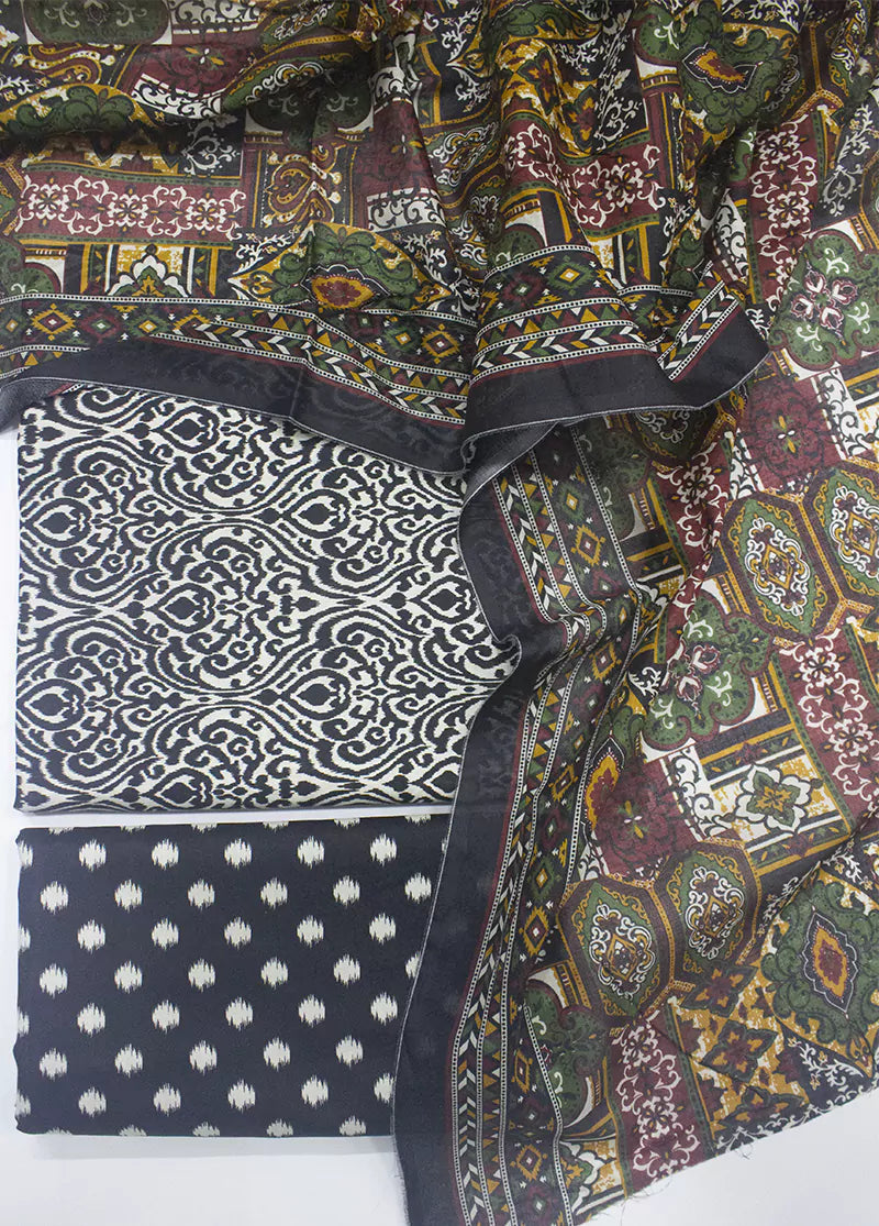 WKU-0280- 3 Piece Khaddar Printed UnStitched Suit