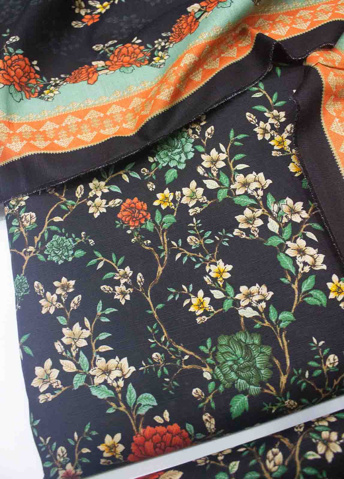 Bin Saeed Fabric - WKU-029-3 Piece Khaddar Printed UnStitched Suit