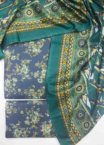 Bin Saeed Fabric - WKU-030-3 Piece Khaddar Printed UnStitched Suit
