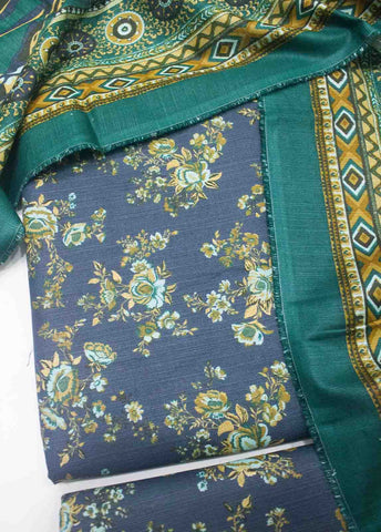 Bin Saeed Fabric - WKU-030-3 Piece Khaddar Printed UnStitched Suit