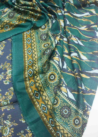 Bin Saeed Fabric - WKU-030-3 Piece Khaddar Printed UnStitched Suit