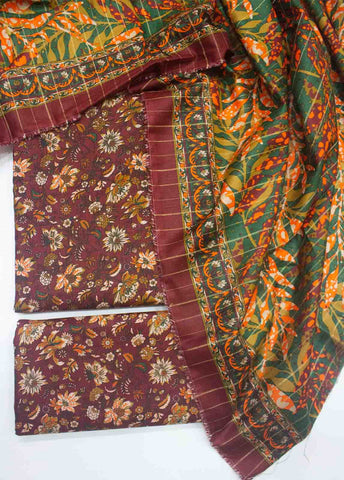 Bin Saeed Fabric - WKU-035-3 Piece Khaddar Printed UnStitched Suit