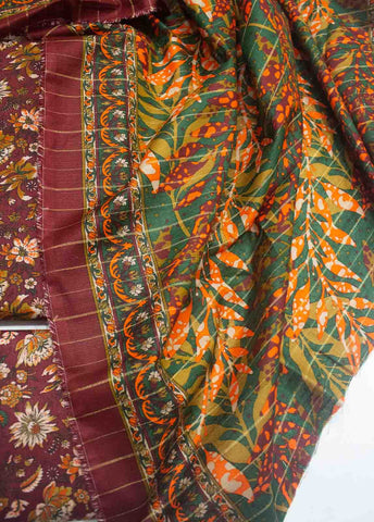 Bin Saeed Fabric - WKU-035-3 Piece Khaddar Printed UnStitched Suit