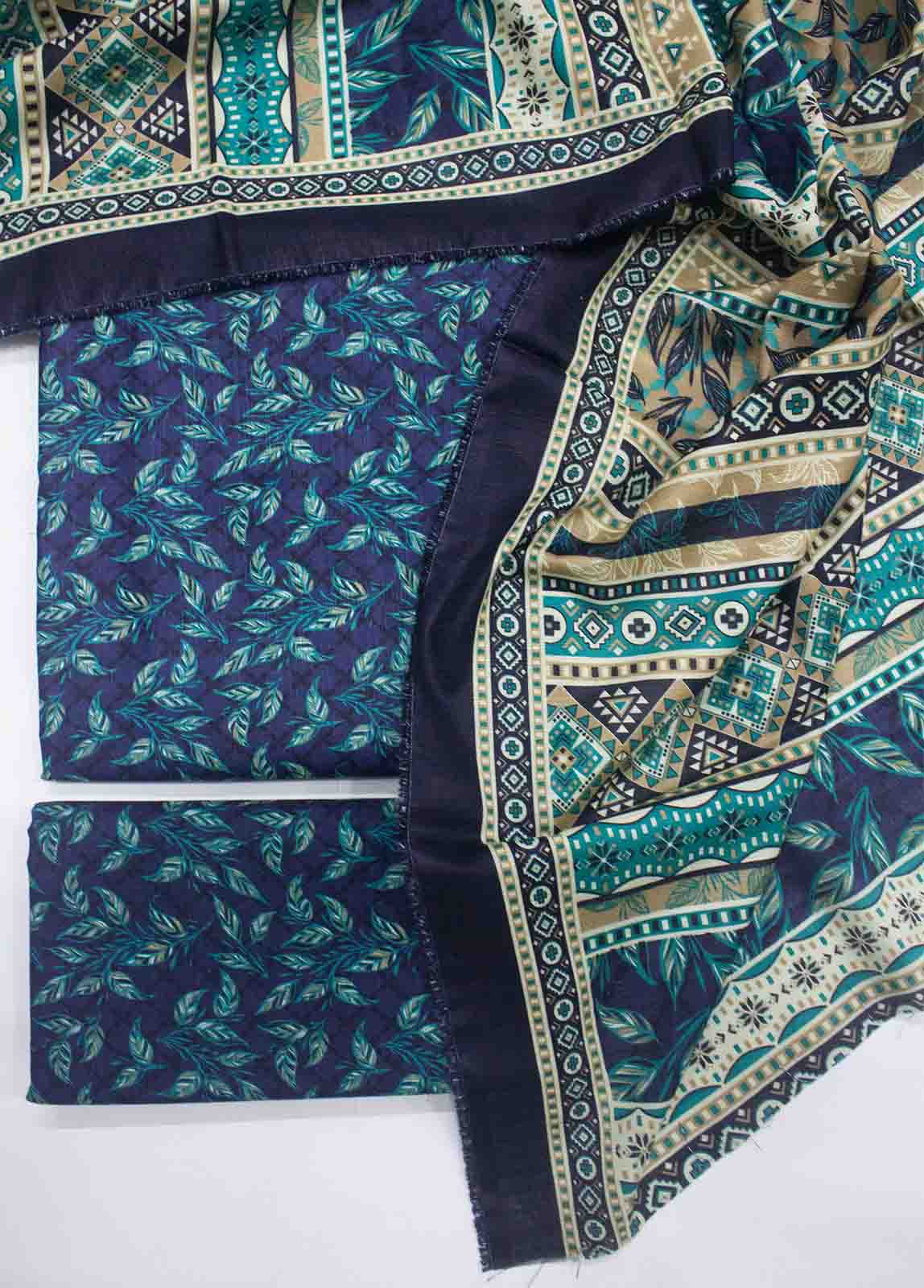 Bin Saeed Fabric - WKU-036-3 Piece Khaddar Printed UnStitched Suit