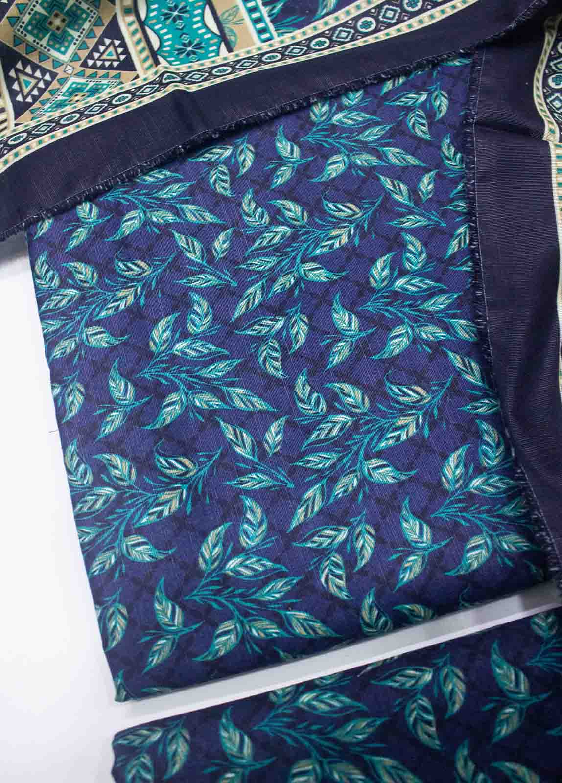 Bin Saeed Fabric - WKU-036-3 Piece Khaddar Printed UnStitched Suit