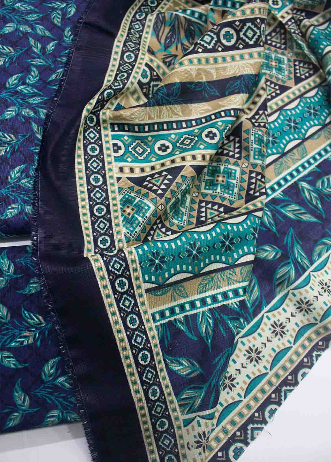 Bin Saeed Fabric - WKU-036-3 Piece Khaddar Printed UnStitched Suit