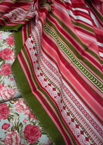 Bin Saeed Fabric - WKU-038-3 Piece Khaddar Printed UnStitched Suit