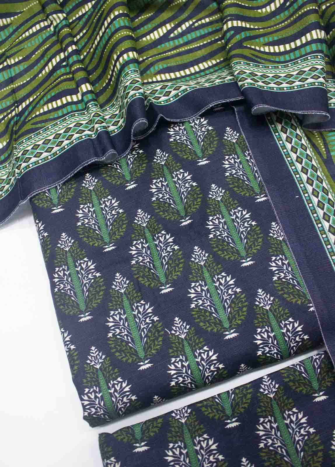 Bin Saeed Fabric - WKU-039-3 Piece Khaddar Printed UnStitched Suit